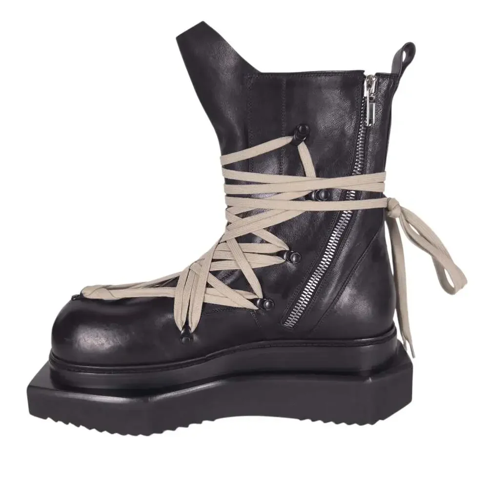Rick Owens Megalace Turbo Cyclops Boots US 13 EU 46 Mens Black Leather Platform